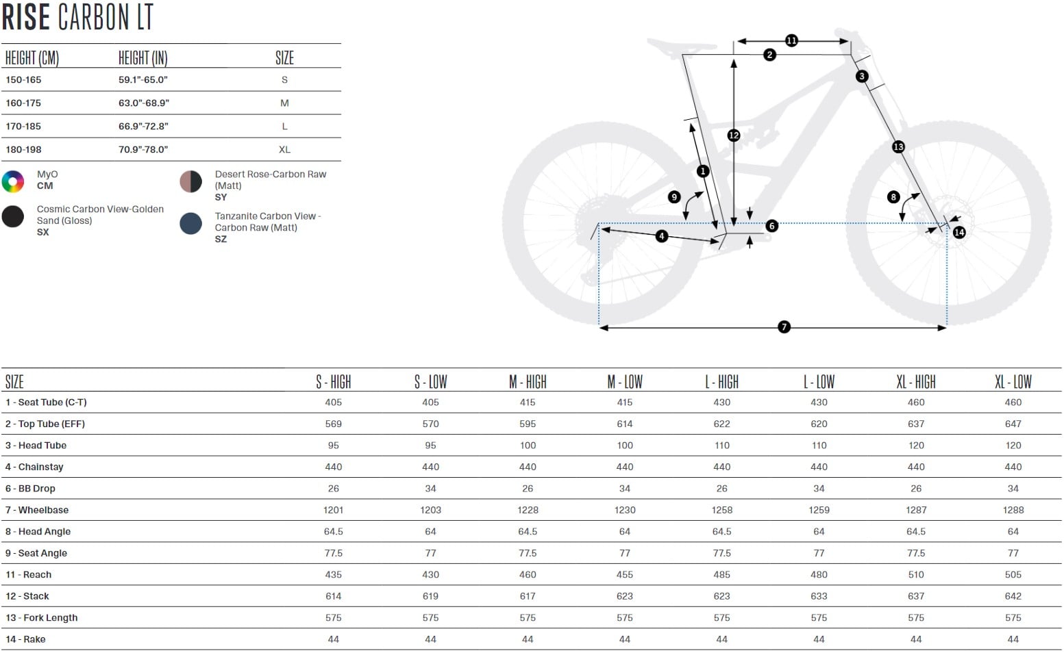 Rise LT carbon geometry