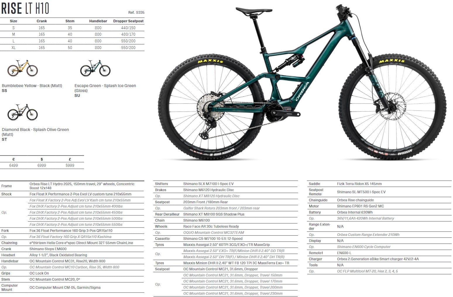 Rise LT H10 specs