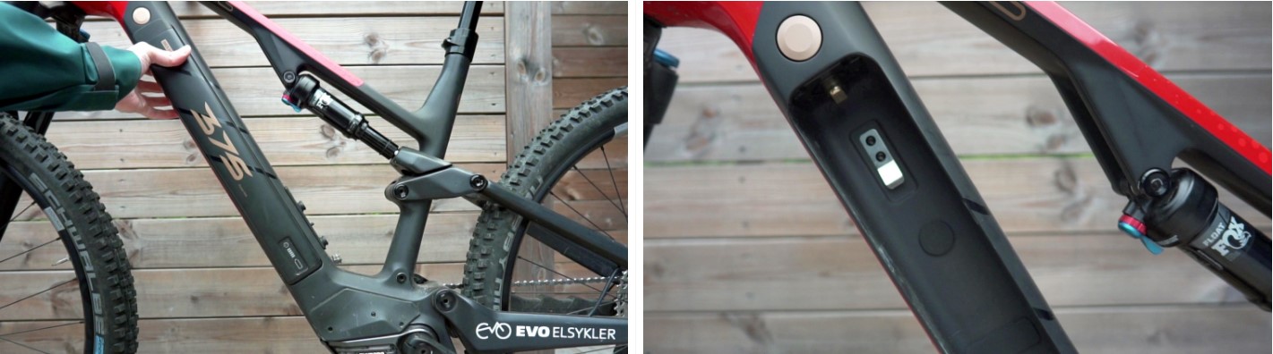 Rotwild keeps the regular battery mounts, but the lock cylinder is replaced with a button. Easy and practical!