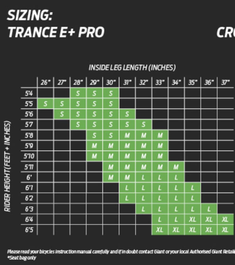 giant bicycles sizing