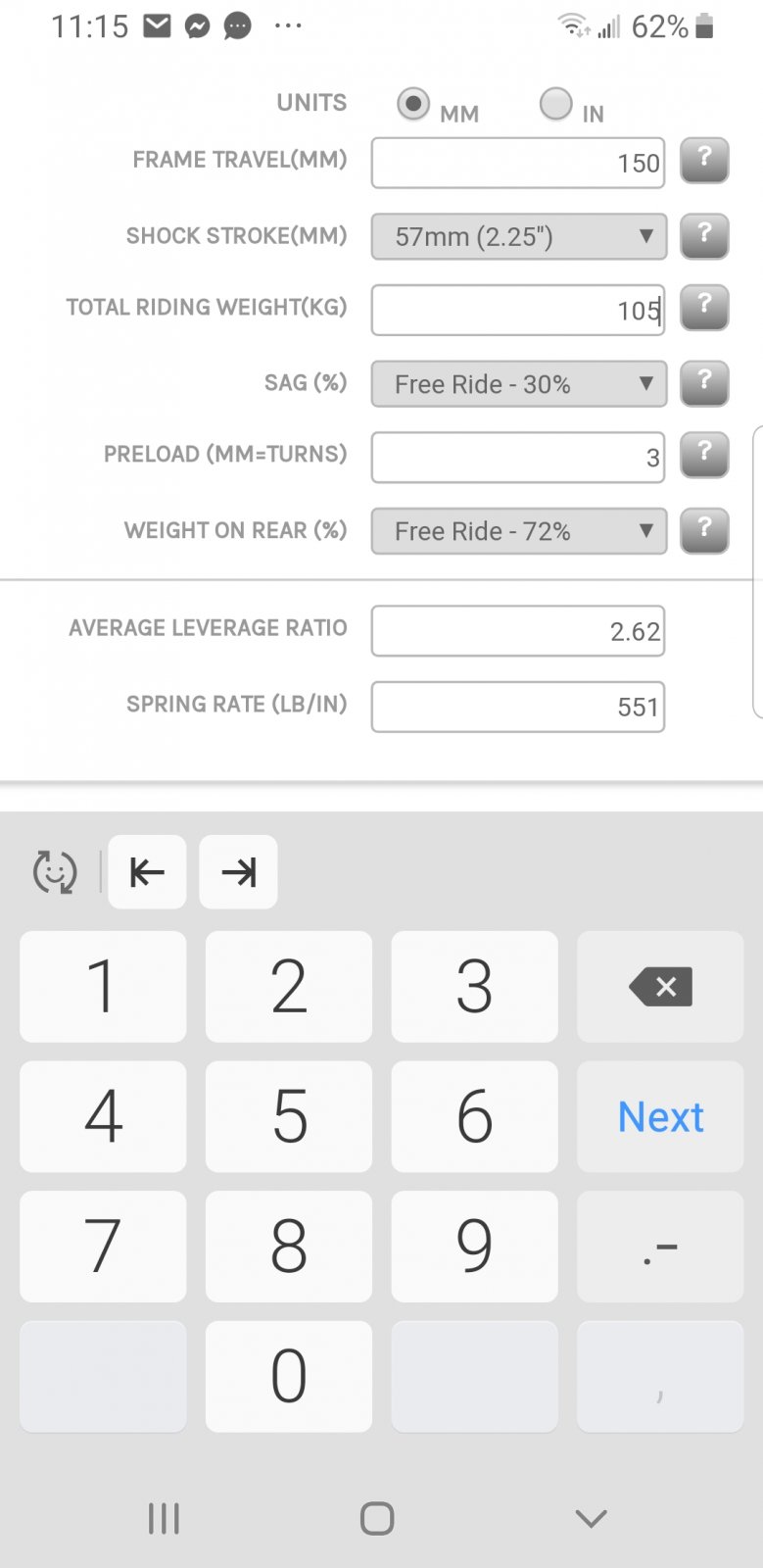 Fox Dhx2 Spring Chart